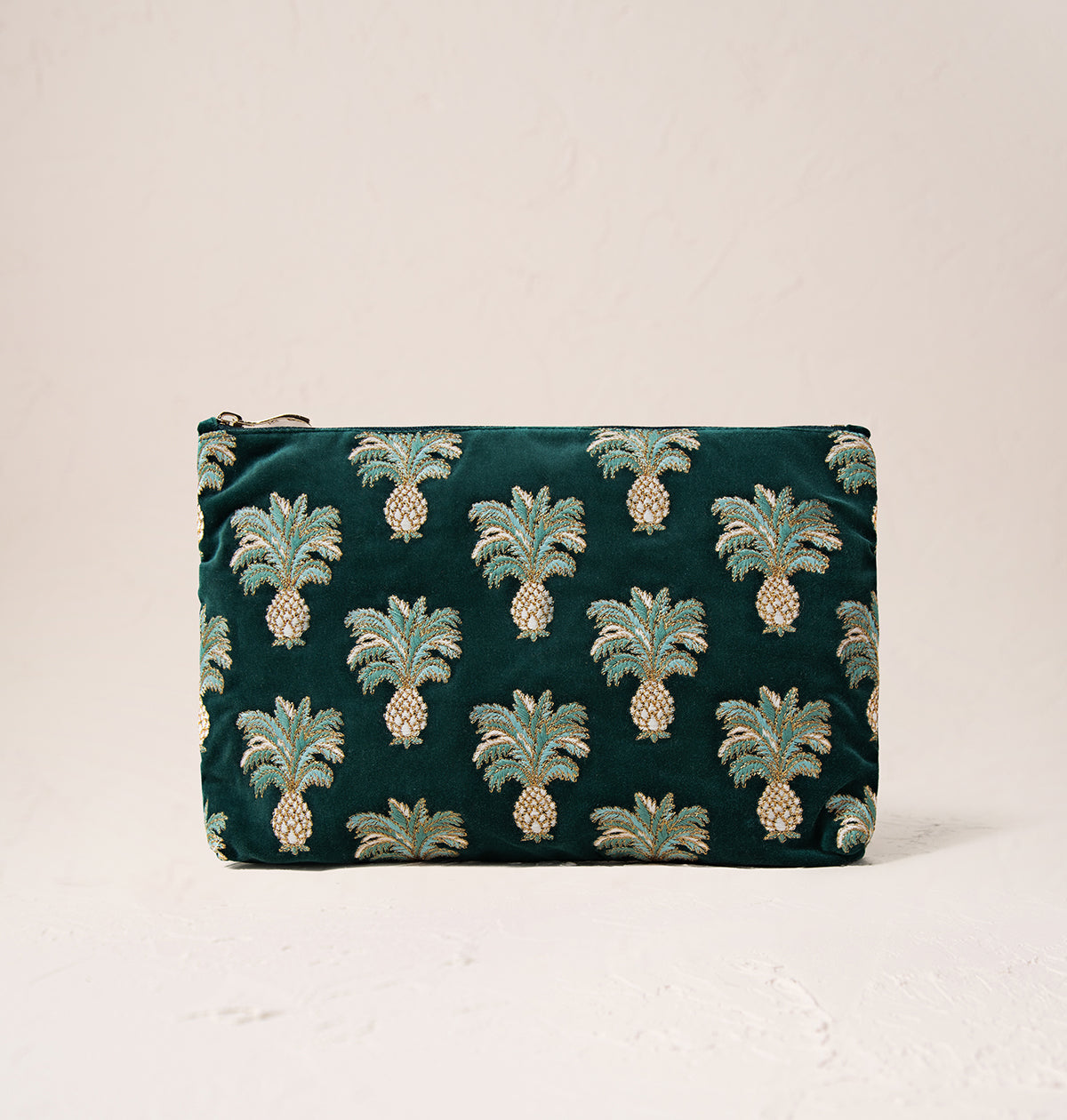Pineapples Emerald Velvet Everyday Pouch