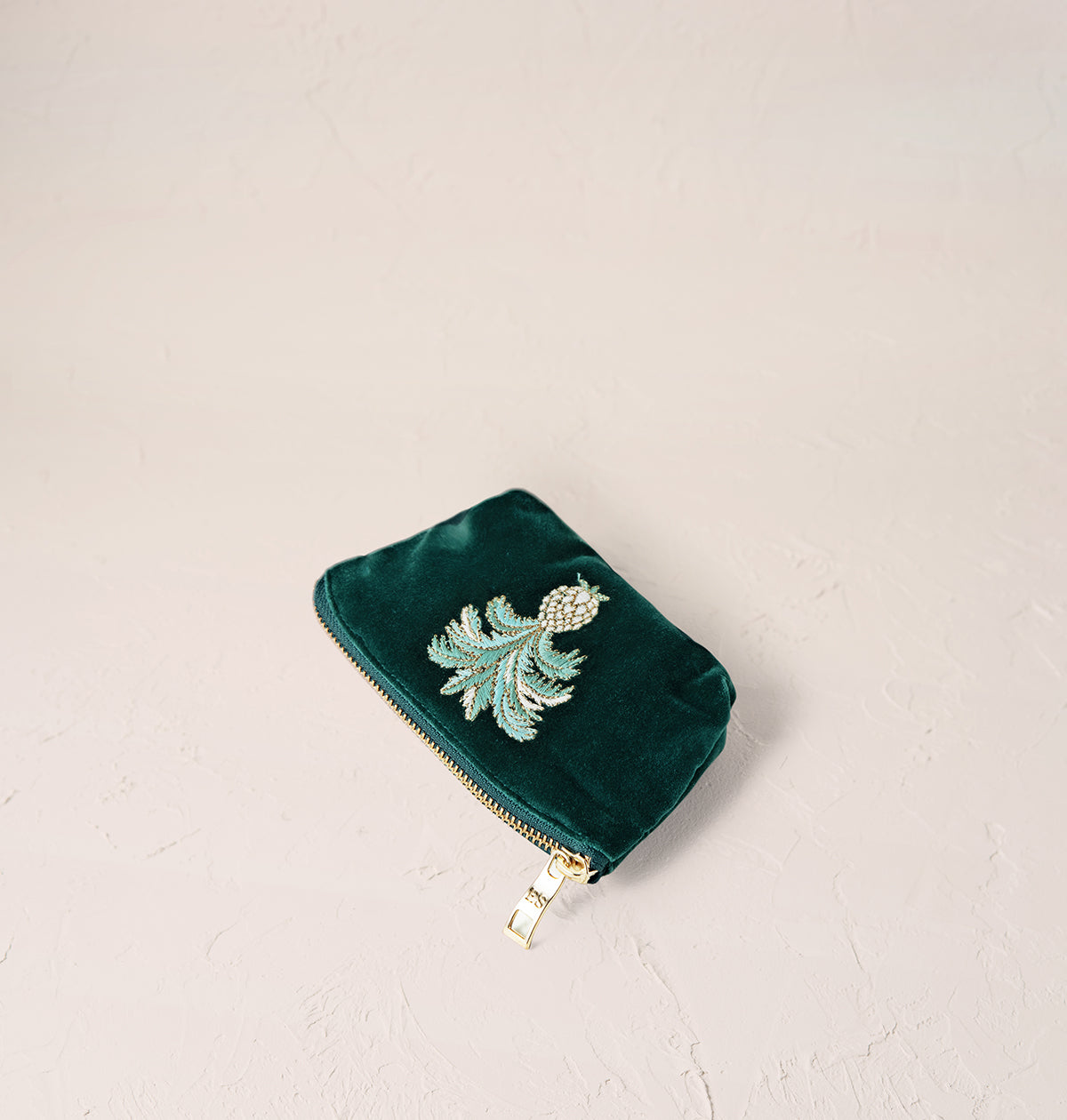 Pineapples Emerald Velvet Coin Purse