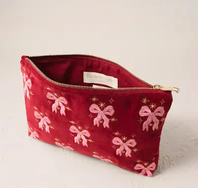 Dazzling Bows Velvet Everyday Pouch - Rouge