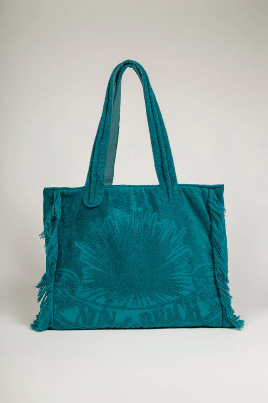Teal Terry Tote Beach Bag