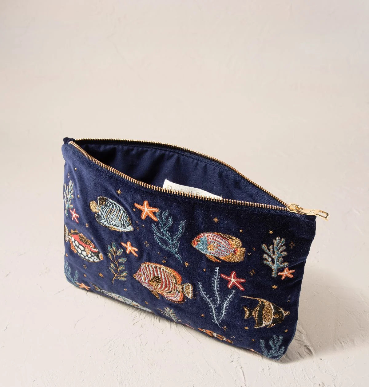 Marine Paradise Velvet Everyday Pouch - Navy