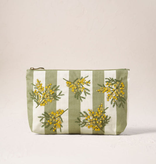 Mimosa Stripe Canvas Printed Everyday Pouch Green