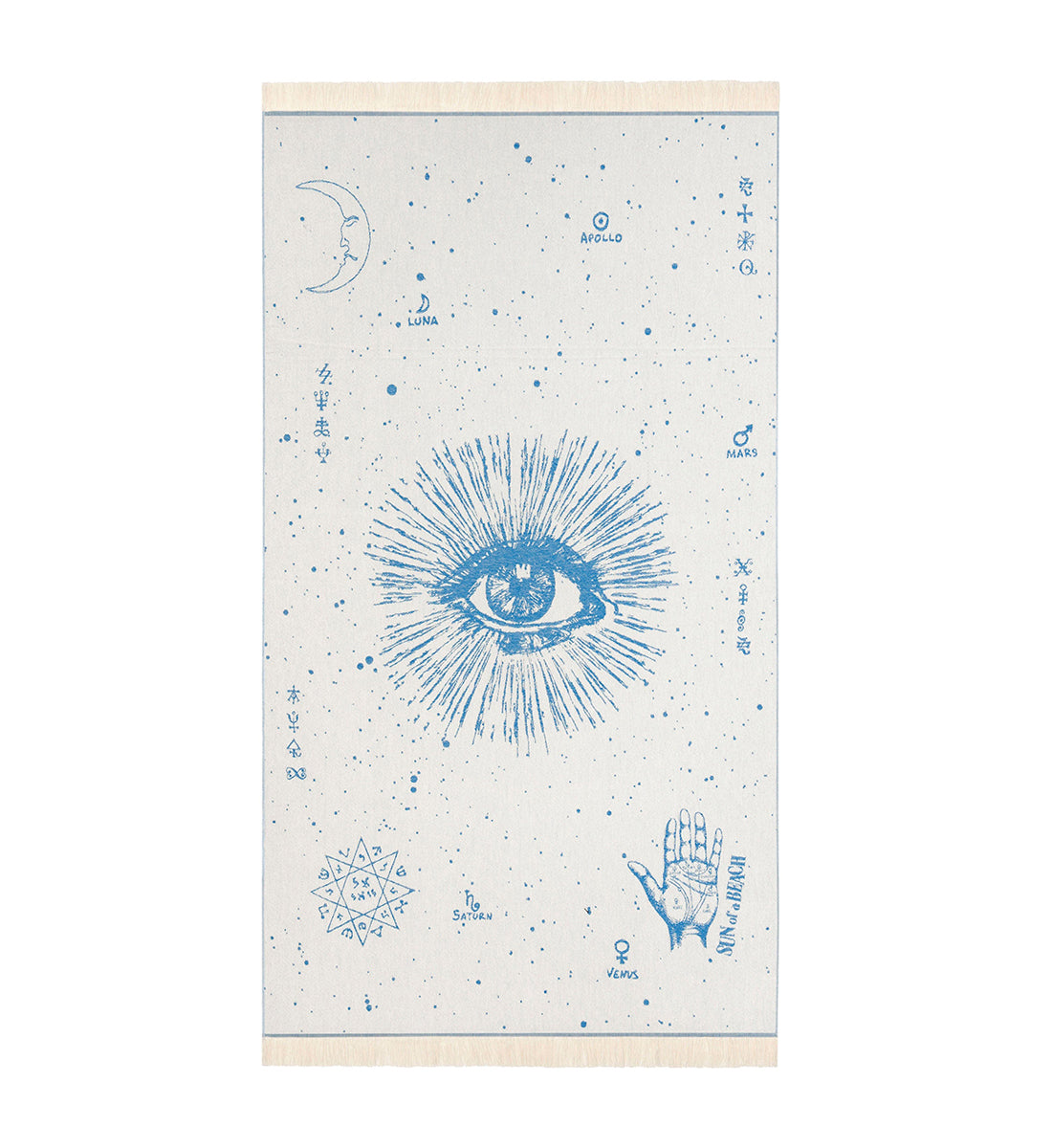 The Cosmos Eye Bright Blue Feather Beach Towel