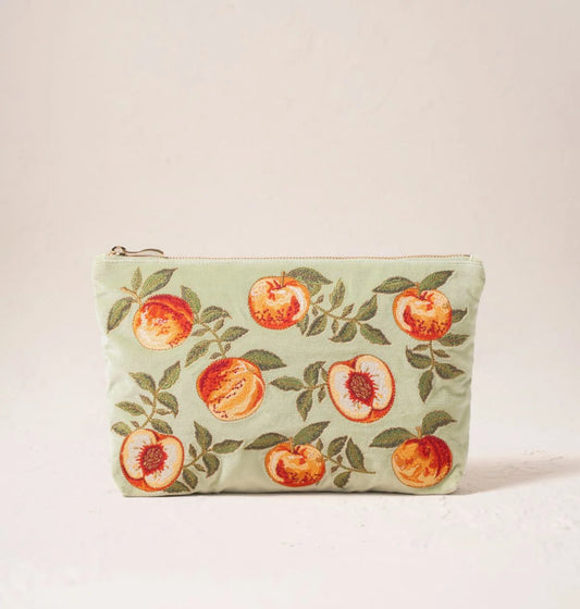 Summer Peach Velvet Everyday Pouch - Celadon