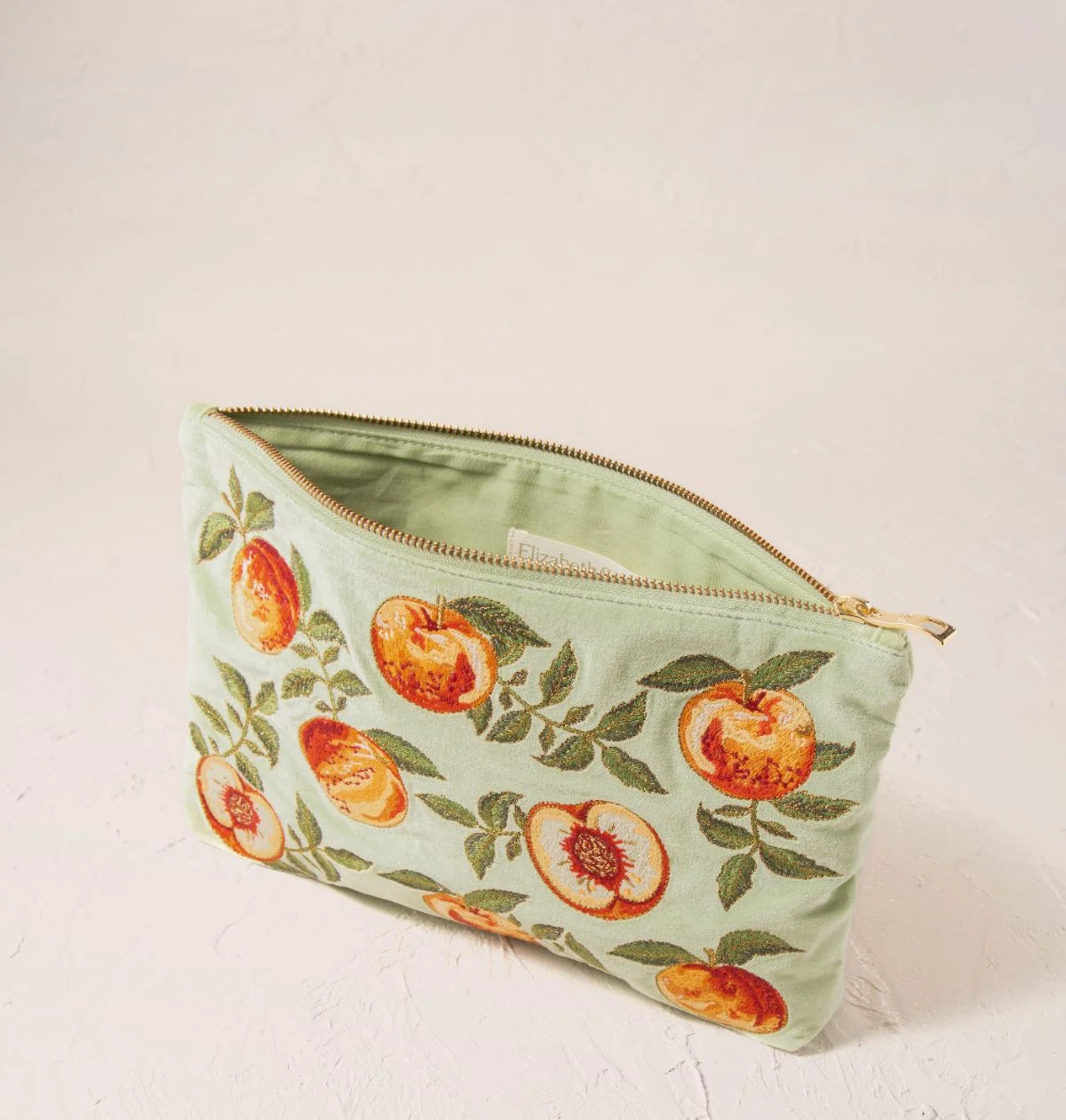 Summer Peach Velvet Everyday Pouch - Celadon
