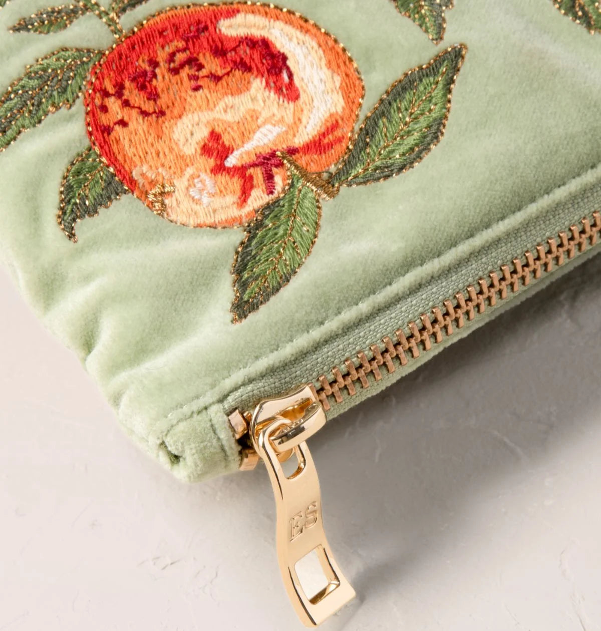 Summer Peach Velvet Everyday Pouch - Celadon