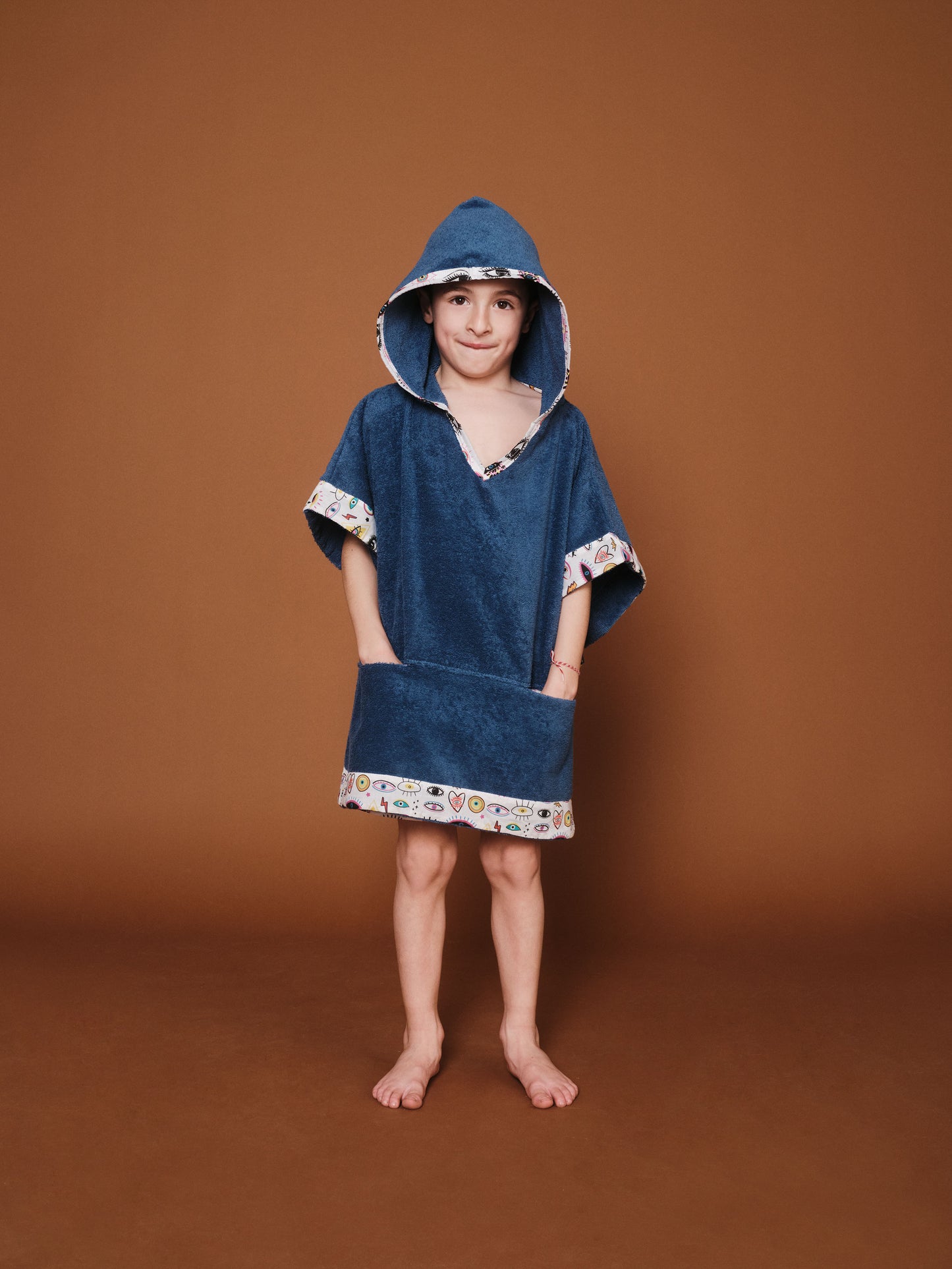 Starry Eyes Rough Blue Kids Poncho